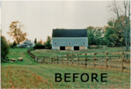 A before view of the Barn with patio, old.